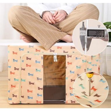 Cutie de Depozitare Pliabila, Flippy, 66 L, Panza Oxford, 50x40x33 cm, Fereastra Frontala, 2 Usi de Acces cu Fermoar Bidirection