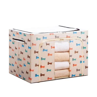 Cutie de Depozitare Pliabila, Flippy, 66 L, Panza Oxford, 50x40x33 cm, Fereastra Frontala, 2 Usi de Acces cu Fermoar Bidirection
