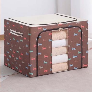 Cutie de Depozitare Pliabila, Flippy, 66 L, din Tesatura Oxford, 50x40x33 cm, Fereastra Frontala, 2 Usi de Acces cu Fermoar Bidi