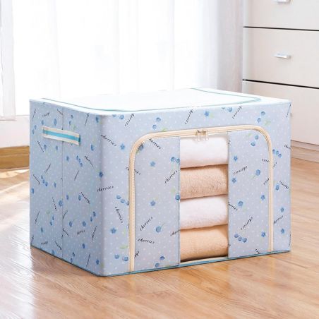 Cutie de Depozitare Pliabila, Flippy, 100 L, din Tesatura Oxford, 60x42x40 cm, Fereastra Frontala, 2 Usi de Acces cu Fermoar Bid