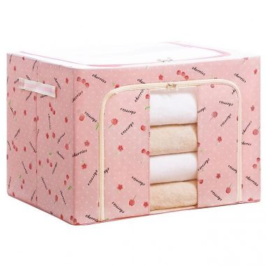 Cutie de Depozitare Pliabila, Flippy, Cu Fermoar, 66 L, Textil, 50x40x33 cm, cu Fereastra, Cadru Metalic, Suport Baza Stabil din