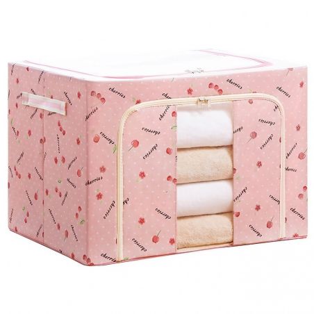 Cutie de Depozitare Pliabila, Flippy, Cu Fermoar, 66 L, Textil, 50x40x33 cm, cu Fereastra, Cadru Metalic, Suport Baza Stabil din