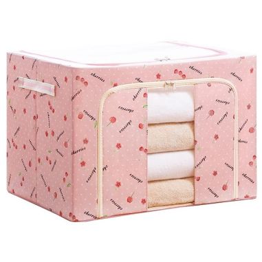 Cutie de Depozitare Pliabila, Flippy, Cu Fermoar, 66 L, Textil, 50x40x33 cm, cu Fereastra, Cadru Metalic, Suport Baza Stabil din