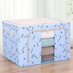 Cutie de Depozitare Pliabila, Flippy, Cu Fermoar, 66 L, Textil, 50x40x33 cm, cu 2 Ferestre, Cadru Metalic, Suport Baza Stabil di