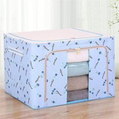 Cutie de Depozitare Pliabila, Flippy, Cu Fermoar, 66 L, Textil, 50x40x33 cm, cu 2 Ferestre, Cadru Metalic, Suport Baza Stabil di