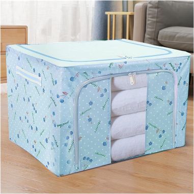 Cutie de Depozitare Pliabila, Flippy, Cu Fermoar, 66 L, Textil, 50x40x33 cm, cu 2 Ferestre, Cadru Metalic, Suport Baza Stabil di