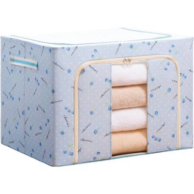Cutie de Depozitare Pliabila, Flippy, Cu Fermoar, 66 L, Textil, 50x40x33 cm, cu 2 Ferestre, Cadru Metalic, Suport Baza Stabil di