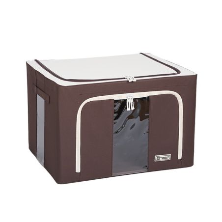 Cutie de Depozitare Pliabila, Flippy, Cu Fereastra si Fermoar Dublu, 66 L, Textil Premium, 50x40x33 cm, Cadru Metalic, Impermeab