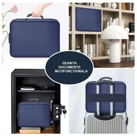 Geanta Flippy pentru Depozitare Acte si Documente, Facturi, Carduri, cu Cod de Securitate, 2 Compartimente, Impermeabila, 37 x 1