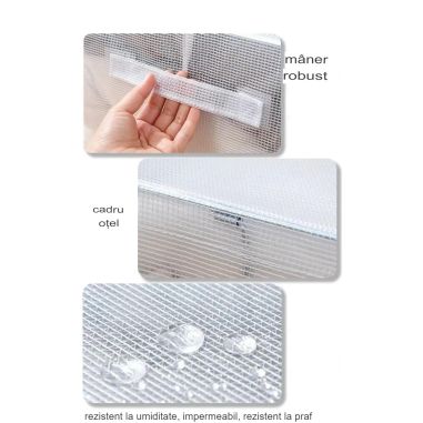 Cutie de Depozitare Pliabila, Flippy, Cu Fereastra si Fermoar Dublu Rosu, 66 L, Textil, 50x40x33 cm, Cadru Metalic, Impermeabila