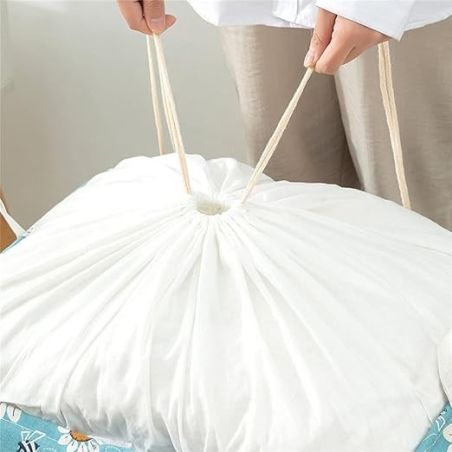 Cos depozitare, Flippy, Capac cu Snur, 175 L, Confectionat din Bumbac si un Strat Impermeabil, 50x50x70 cm, Albastru Deschis, Im