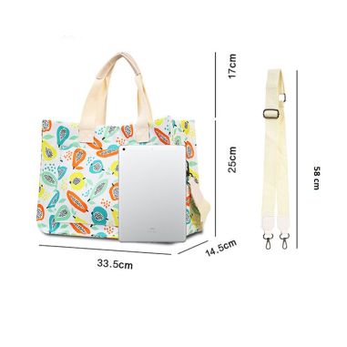 Geanta de Mana/Umar, Multifunctionala, Flippy, Inchidere cu Capsa, Imprimeu Fructe, Material Textil, 33.5 x 25 x 14.5 cm, Multic