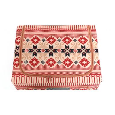 Cutie de Depozitare Pliabila, Flippy,100 L din Bumbac si In, 60X42X40 cm, Fereastra Frontala, 2 Usi de Acces cu Fermoar Bidirect