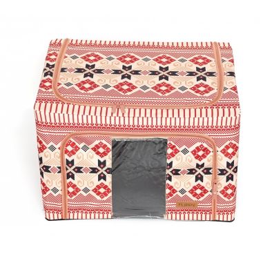 Cutie de Depozitare Pliabila, Flippy,100 L din Bumbac si In, 60X42X40 cm, Fereastra Frontala, 2 Usi de Acces cu Fermoar Bidirect
