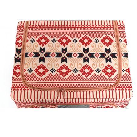 Cutie de Depozitare Pliabila, Flippy,100 L din Bumbac si In, 60X42X40 cm, Fereastra Frontala, 2 Usi de Acces cu Fermoar Bidirect