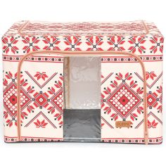 Cutie de Depozitare Pliabila, Flippy,100 L din Bumbac si In, 60X42X40 cm, Fereastra Frontala, 2 Usi de Acces cu Fermoar Bidirect