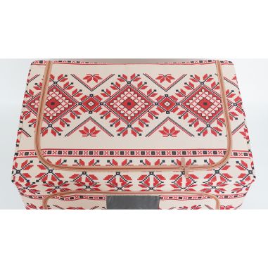 Cutie de Depozitare Pliabila, Flippy,100 L din Bumbac si In, 60X42X40 cm, Fereastra Frontala, 2 Usi de Acces cu Fermoar Bidirect