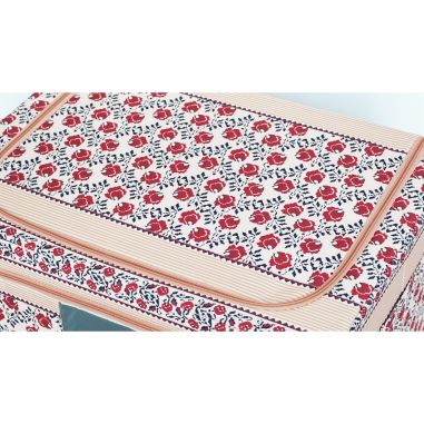 Cutie de Depozitare Pliabila, Flippy,100 L din Bumbac si In, 60X42X40 cm, Fereastra Frontala, 2 Usi de Acces cu Fermoar Bidirect