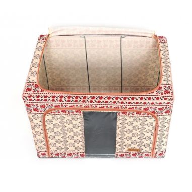 Cutie de Depozitare Pliabila, Flippy, 66 L din Bumbac si In, 52 x 42 x 39 cm, Fereastra Frontala, 2 Usi de Acces cu Fermoar Bidi