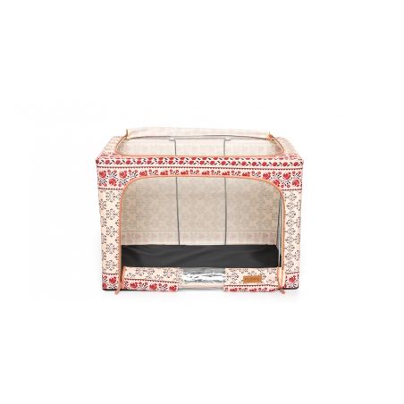 Cutie de Depozitare Pliabila, Flippy, 66 L din Bumbac si In, 52 x 42 x 39 cm, Fereastra Frontala, 2 Usi de Acces cu Fermoar Bidi