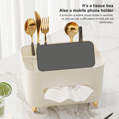 Suport pentru Servetele, Flippy, Cutie Multifunctionala, Design Minimalist, ABS, cu Suport pentru Obiectele Personale, pentru Bi