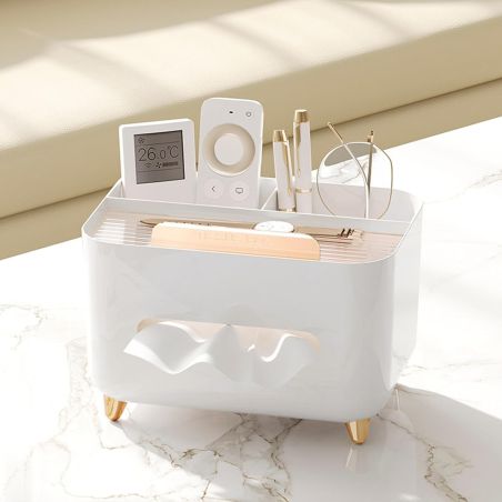 Suport pentru Servetele, Flippy, Cutie Multifunctionala, Design Minimalist, ABS, cu Suport pentru Obiectele Personale, pentru Bi