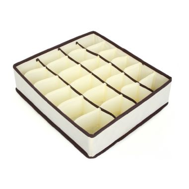 Cutie De Depozitare, Flippy, Pentru Lenjerie, Sosete Si Sutiene, Material Textil, 24 Compartimente, 32 x 32 x 10 cm, Culoare Bej
