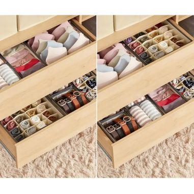 Cutie De Depozitare, Flippy, Pentru Lenjerie, Sosete Si Sutiene, Material Textil, 24 Compartimente, 32 x 32 x 10 cm, Culoare Bej