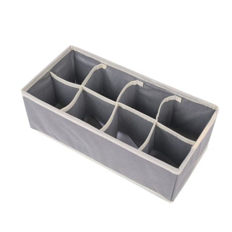 Cutie De Depozitare, Flippy, Pentru Lenjerie, Sosete Si Sutiene, Material Textil, 8 Compartimente, 32 x 16 x 10 cm, Culoare Gri