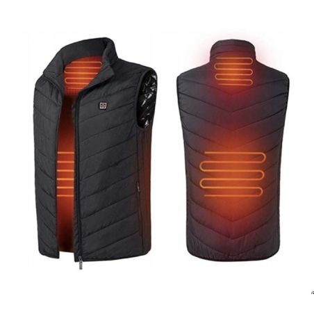 Vesta Inteligenta Incalzita, Flippy, Unisex, 2 Zone de Incalzire, Umplutura Bumbac, 3 Trepte de Temperatura, Incarcare USB, Negr