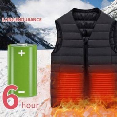 Vesta Inteligenta Incalzita, Flippy, Unisex, 2 Zone de Incalzire, Umplutura Bumbac, 3 Trepte de Temperatura, Incarcare USB, Negr