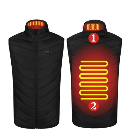 Vesta Inteligenta Incalzita, Flippy, Unisex, 2 Zone de Incalzire, Umplutura Bumbac, 3 Trepte de Temperatura, Incarcare USB, Negr