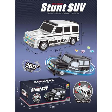 SUV Stunt 360° cu Lumini si Sunete, 18x10x8 cm - Masina de Cascadorii Interactive