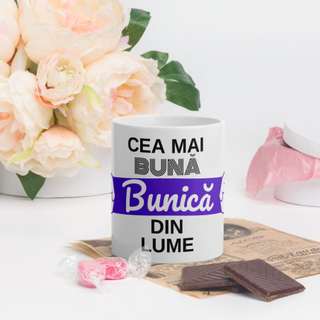 Cana personalizata „Cea mai bună bunica din lume” – 11 oz, 330ml
