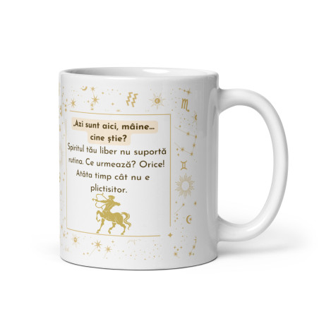 Cana personalizata „Sagetator – Aventurier si Optimist” – 11 oz. 330ml