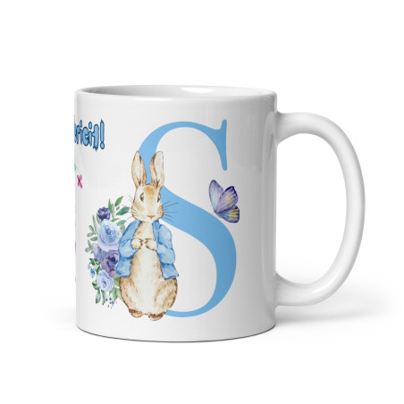Cana personalizata, Initiala S - Cadou Special de Paste – 11 oz. 330 ml