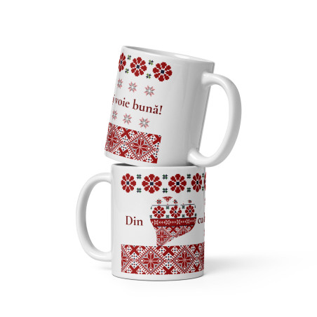 Cana personalizată – Cadou special cu motive tradiționale – 330 ml (11 oz)