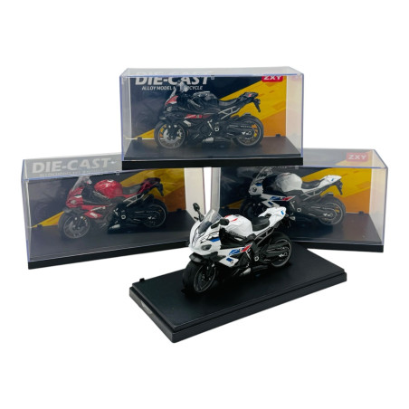 Motocicletă Metalică 1:14 cu Cutie de Expunere – Modele și Culori Variate, 18×9.5×7.5cm
