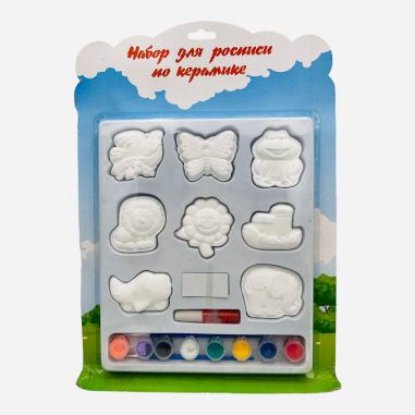 Set 8 figurine din ipsos alb, acuarele colorate, sclipici si banda dublu-adeziva, 40×30cm, +3ani