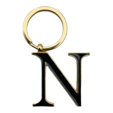 Breloc Metalic Deosebit, Initiala, auriu+negru, 7×3cm, calitate superioara