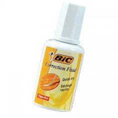 Pasta corectoare (fluid corector) Bic, 20ml, pe baza de solvent, cu pensula