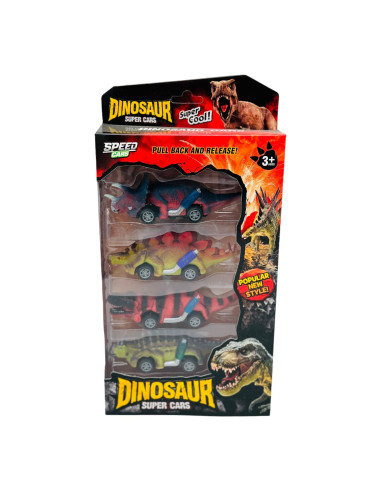 En-gros Set 4 Masinute Dino pull-back...