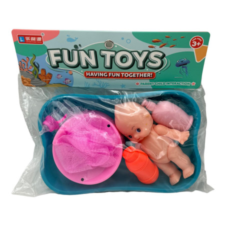 En-gros Set Bebelus cu Olita, Cada si alte accesorii pentru baie, 2 culori, 26.5×24.5cm, +3ani