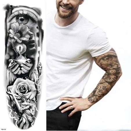 Tatuaj Temporar impermeabil, Pentru brate, picioare si corp, Dimensiune 50 x 20cm En-gross