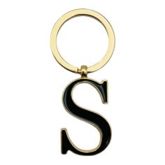 Breloc Metalic Deosebit, Initiala, auriu+negru, 7×3cm, calitate superioara