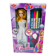 Set creativ cu Papusa si culori pentru decorat rochita,...