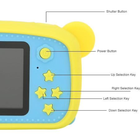 Aparat foto digital pentru copii, diverse culori, 1080P 30fps, LCD display 2.0, 600 mAh, Jocuri, ABS/Silicon en-gross
