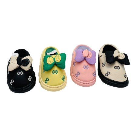 Papuci de casa pentru dama, model Fashion cu Fundita, talpa inalta, interior pufos, L663, marimi 36-41, en-gros