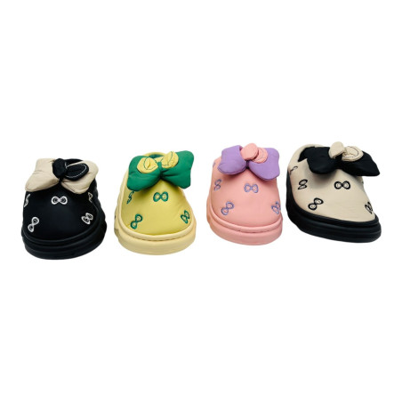 Papuci de casa pentru dama, model Fashion cu Fundita, talpa inalta, interior pufos, L663, marimi 36-41, en-gros