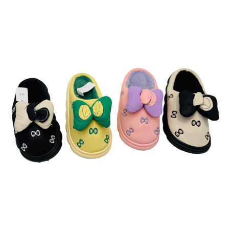 Papuci de casa pentru dama, model Fashion cu Fundita, talpa inalta, interior pufos, L663, marimi 36-41, en-gros